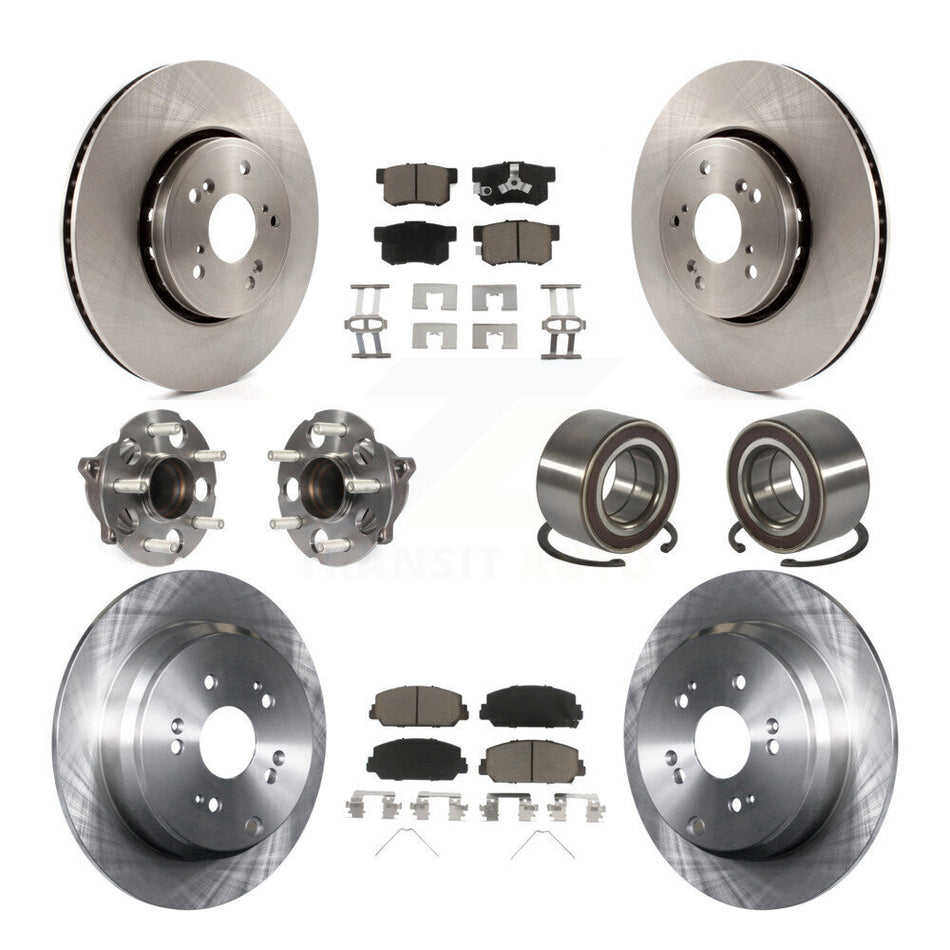 Front Rear Hub Bearings Disc Brake Rotors And Pads Kit (10Pc) For 2013-2018 Acura RDX FWD KBB-128130