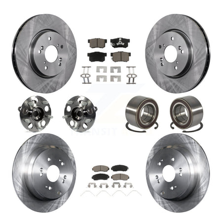 Front Rear Hub Bearing Disc Brake Rotors And Pads Kit (10Pc) For 2012-2016 Honda CR-V AWD KBB-128131