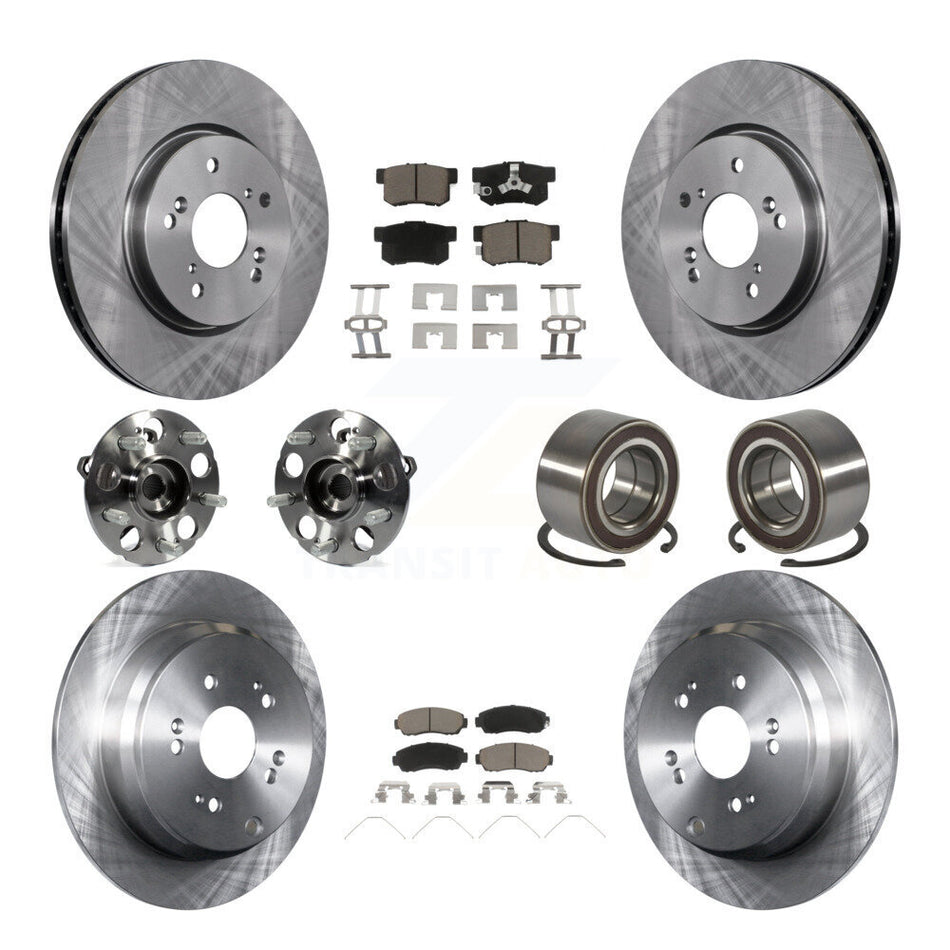 Front Rear Hub Bearing Disc Brake Rotors And Pads Kit (10Pc) For 2012-2016 Honda CR-V AWD KBB-128131