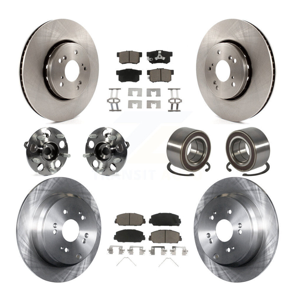 Front Rear Hub Bearings Disc Brake Rotors And Pads Kit (10Pc) For 2013-2016 Acura RDX AWD KBB-128133