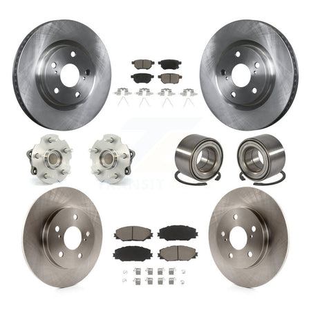 Front Rear Hub Bearing Disc Brake Rotor & Pads Kit (10Pc) For 2017-2018 Toyota Corolla iM KBB-128134