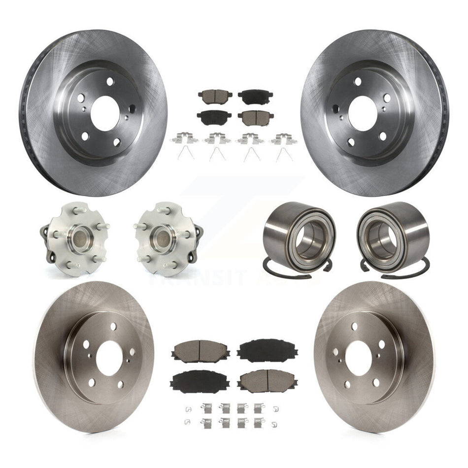 Front Rear Hub Bearing Disc Brake Rotor & Pads Kit (10Pc) For 2017-2018 Toyota Corolla iM KBB-128134