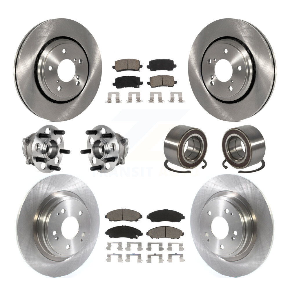 Front Rear Hub Bearing Assembly Disc Brake Rotor And Ceramic Pad Kit (10Pc) For Acura MDX KBB-128135