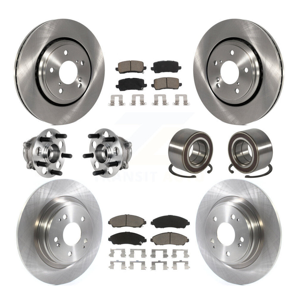 Front Rear Hub Bearing Assembly Disc Brake Rotor And Ceramic Pad Kit (10Pc) For Acura MDX KBB-128135