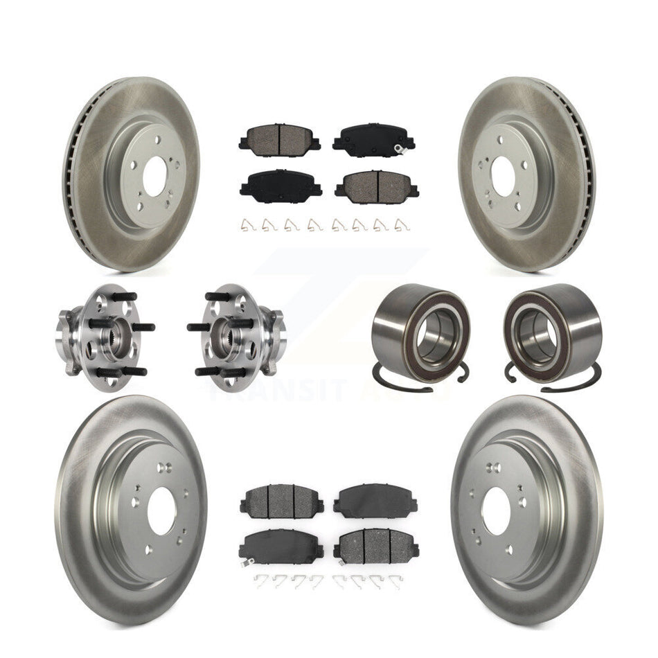 Front Rear Hub Bearing Assembly Coated Disc Brake Rotor And Pad Kit (10Pc) For Honda CR-V KBB-128136