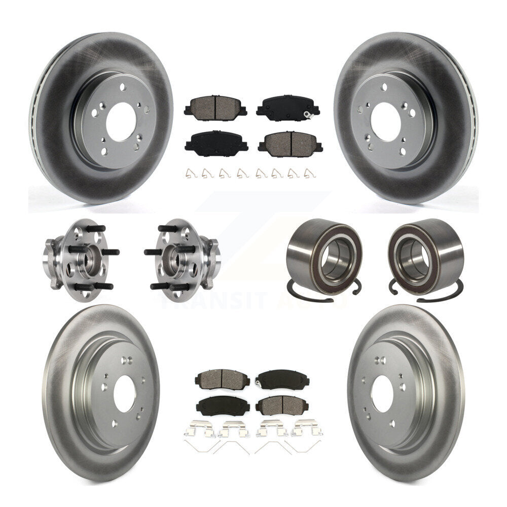 Front Rear Hub Bearing Assembly Coated Disc Brake Rotor And Pad Kit (10Pc) For Honda CR-V KBB-128138