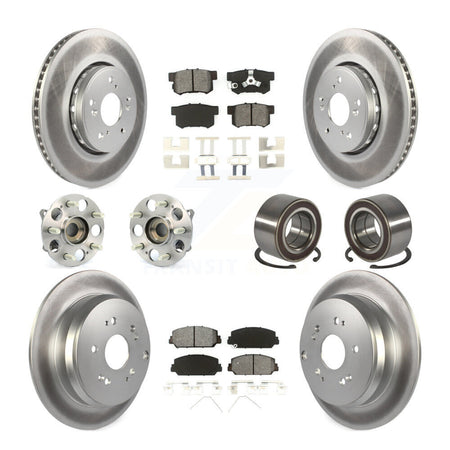 Front Rear Hub Bearing Coated Disc Brake Rotor Pad Kit (10Pc) For 2017-2018 Acura RDX AWD KBB-128141