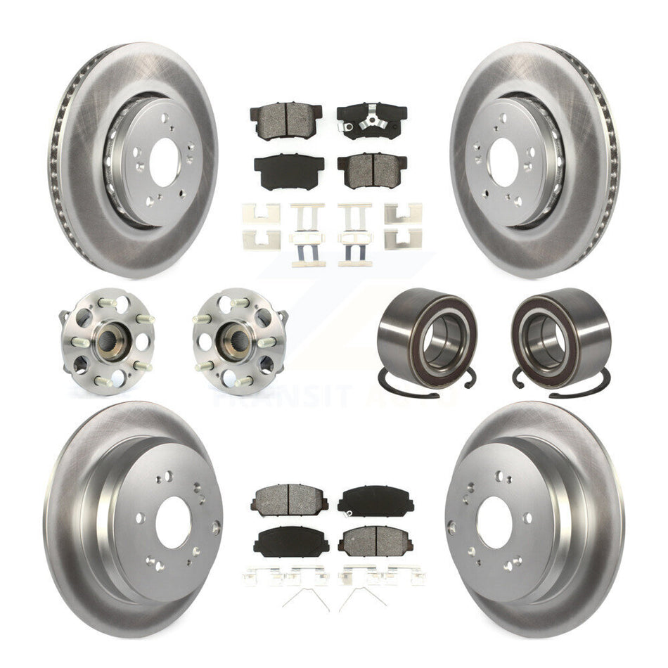 Front Rear Hub Bearing Coated Disc Brake Rotor Pad Kit (10Pc) For 2017-2018 Acura RDX AWD KBB-128141