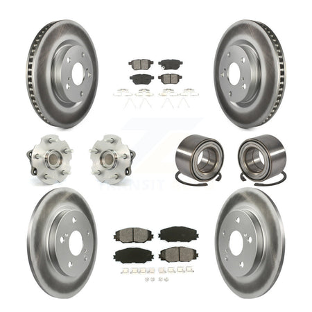 Front Rear Hub Bearing Coated Brake Rotor Pads Kit (10Pc) For 2017-2018 Toyota Corolla iM KBB-128142