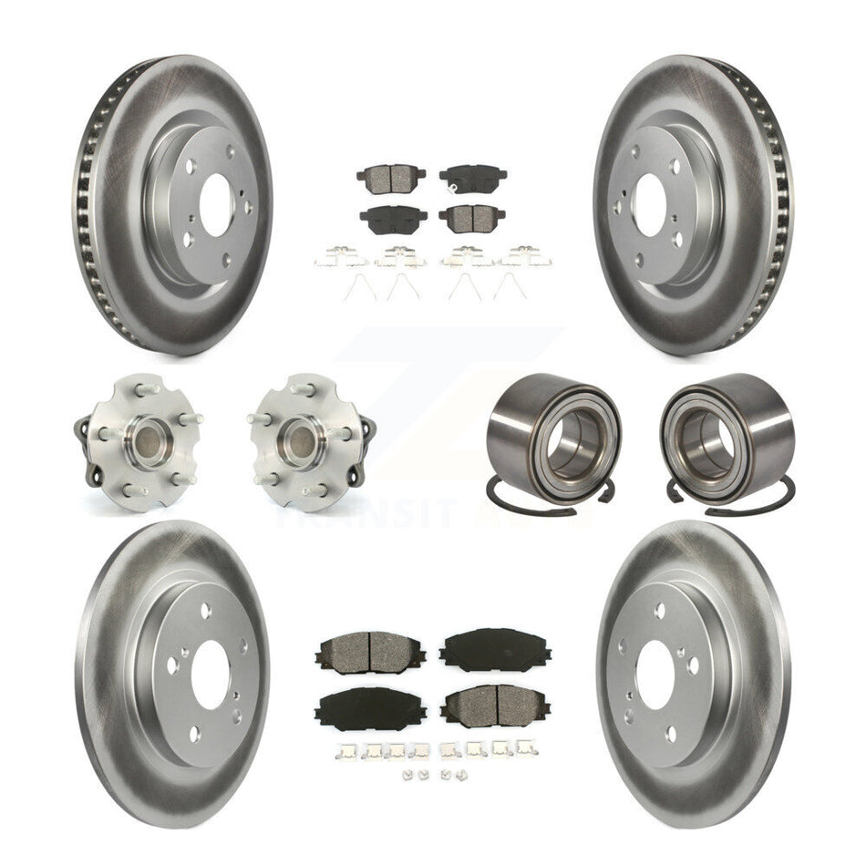 Front Rear Hub Bearing Coated Brake Rotor Pads Kit (10Pc) For 2017-2018 Toyota Corolla iM KBB-128142