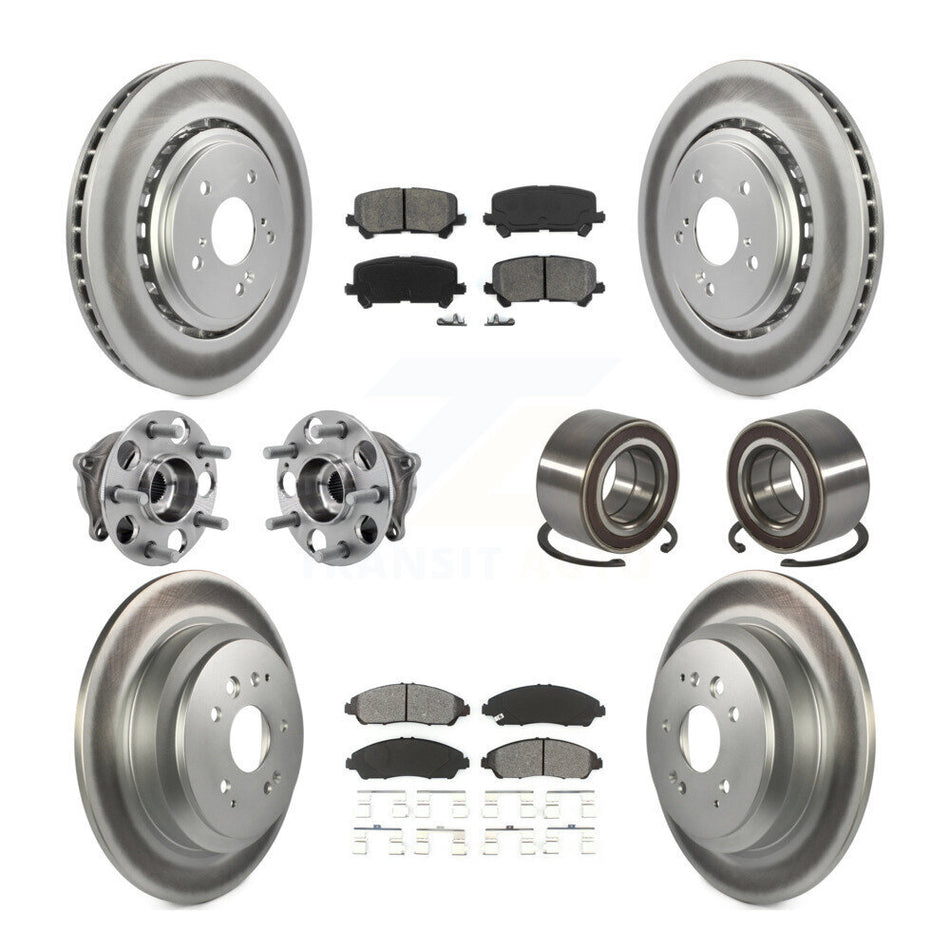 Front Rear Hub Bearing Coated Disc Brake Rotor Pad Kit (10Pc) For 2014-2016 Acura MDX AWD KBB-128143