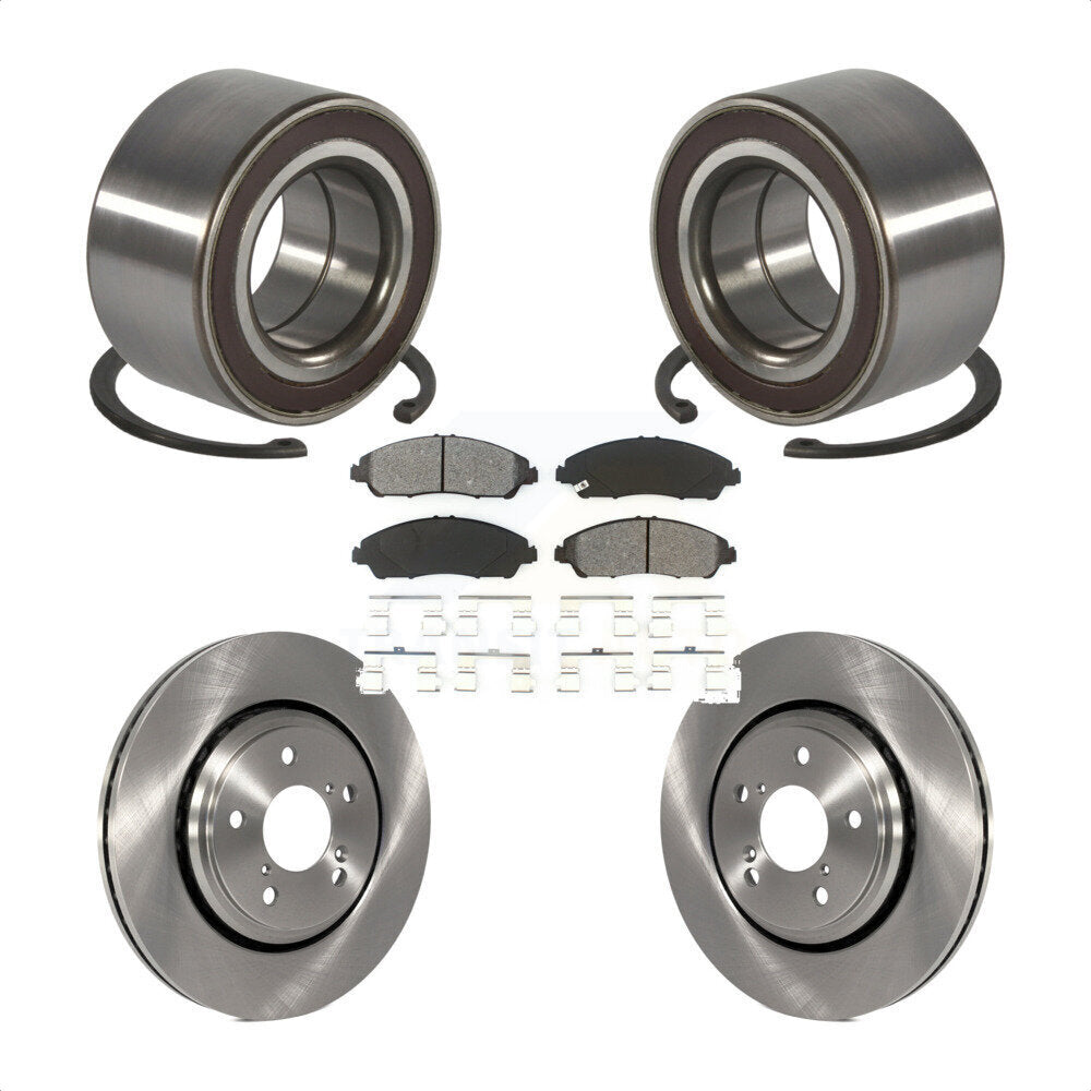 Front Wheel Bearing Disc Brake Rotor And Semi-Metallic Pads Kit For Honda Pilot Acura MDX KBB-128149