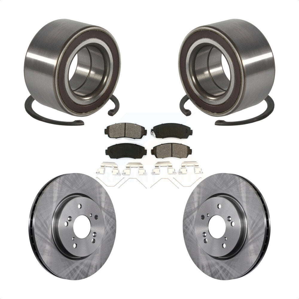 Front Wheel Bearing Disc Brake Rotors And Pads Kit For 2012-2016 Honda CR-V AWD KBB-128151