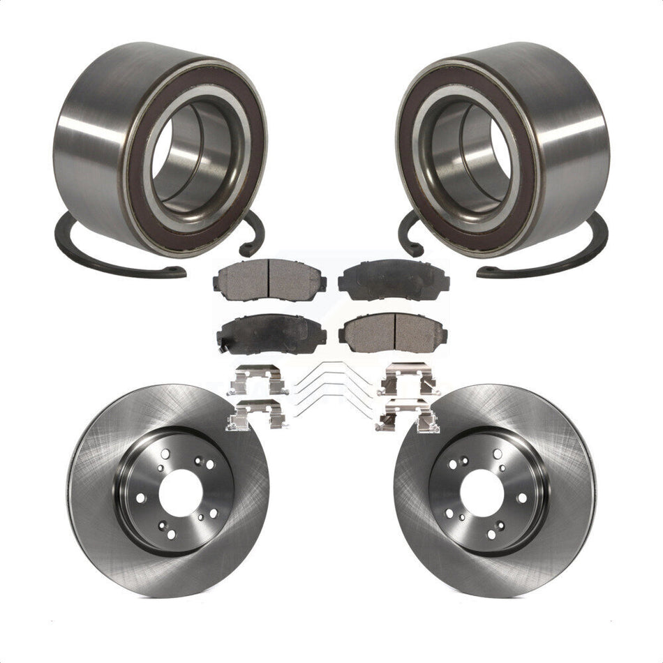 Front Wheel Bearing Disc Brake Rotors And Semi-Metallic Pads Kit For Honda CR-V KBB-128157