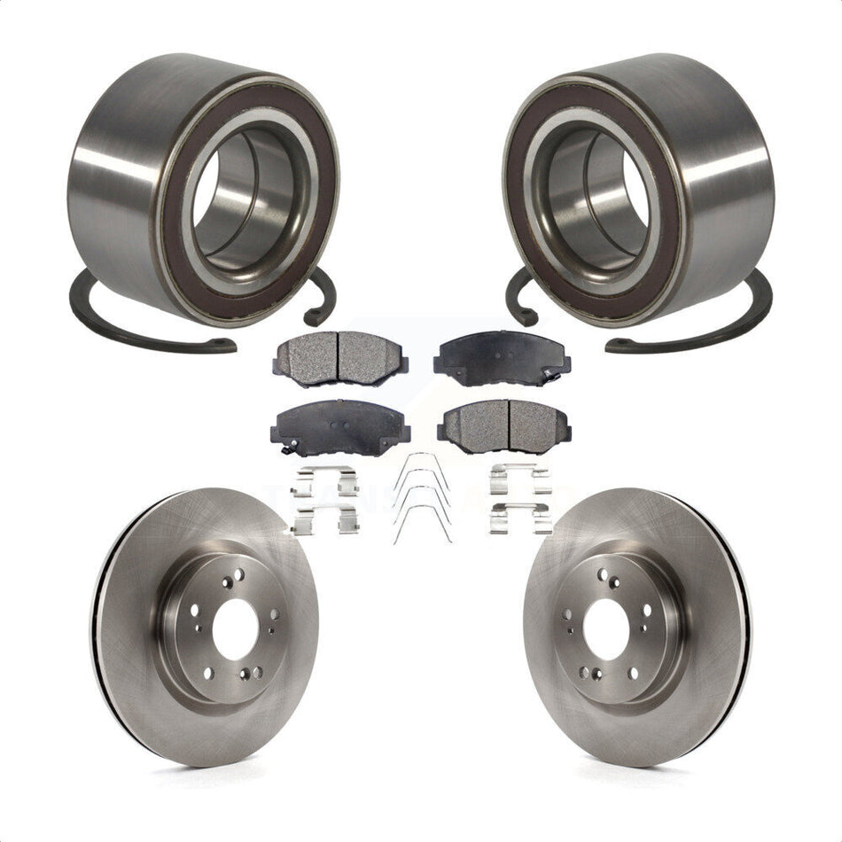 Front Wheel Bearing Disc Brake Rotors And Pads Kit For 2012-2016 Honda CR-V FWD KBB-128160
