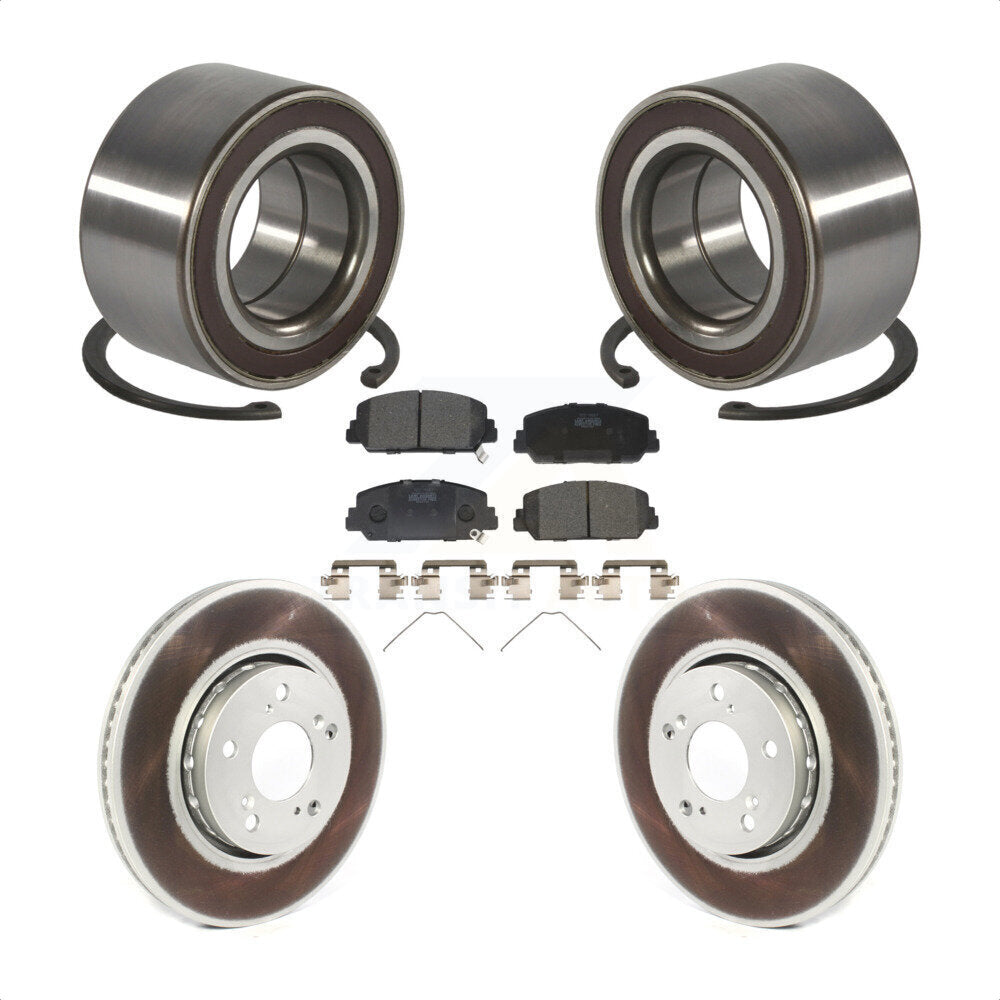 Front Wheel Bearing Coated Disc Brake Rotors And Ceramic Pads Kit For Acura RLX KBB-128169