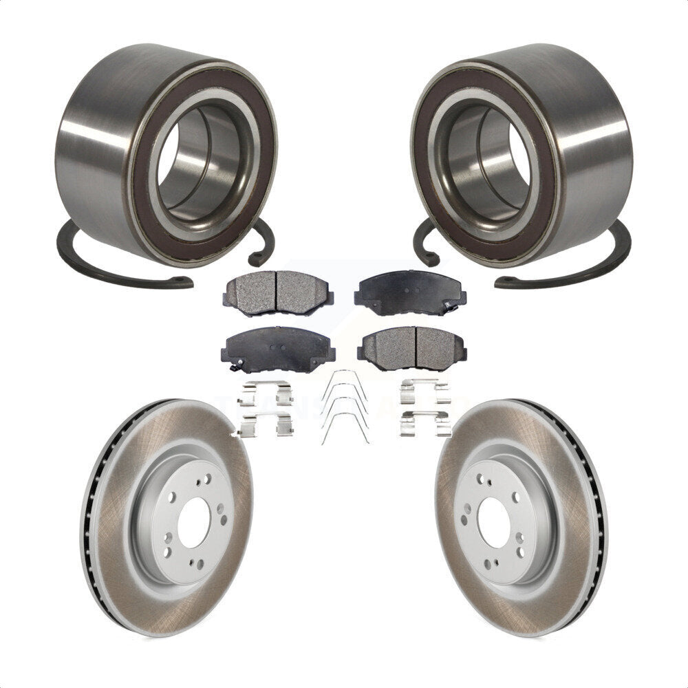 Front Wheel Bearing Coated Disc Brake Rotors And Pads Kit For 2012-2016 Honda CR-V FWD KBB-128173