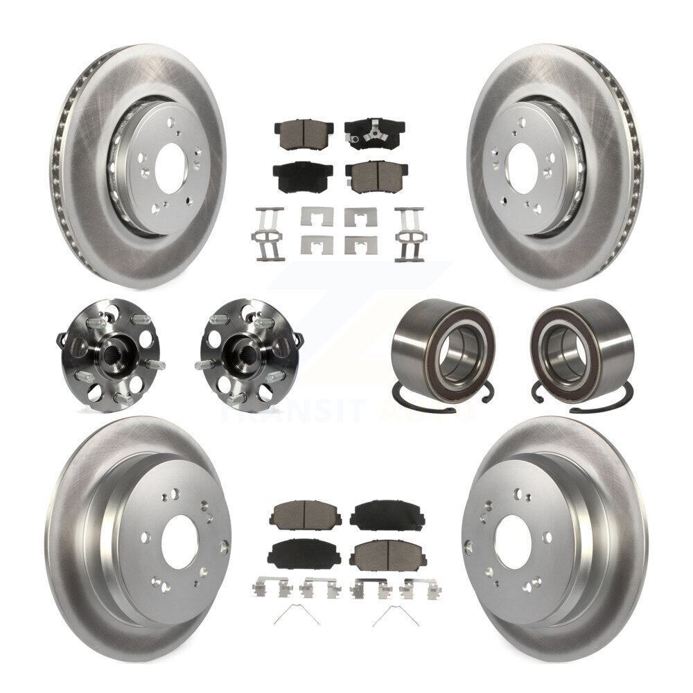 Front Rear Hub Bearing Coated Disc Brake Rotor Pad Kit (10Pc) For 2013-2016 Acura RDX AWD KBB-128177