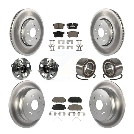Front Rear Hub Bearing Coated Disc Brake Rotor Pad Kit (10Pc) For 2013-2016 Acura RDX AWD KBB-128177