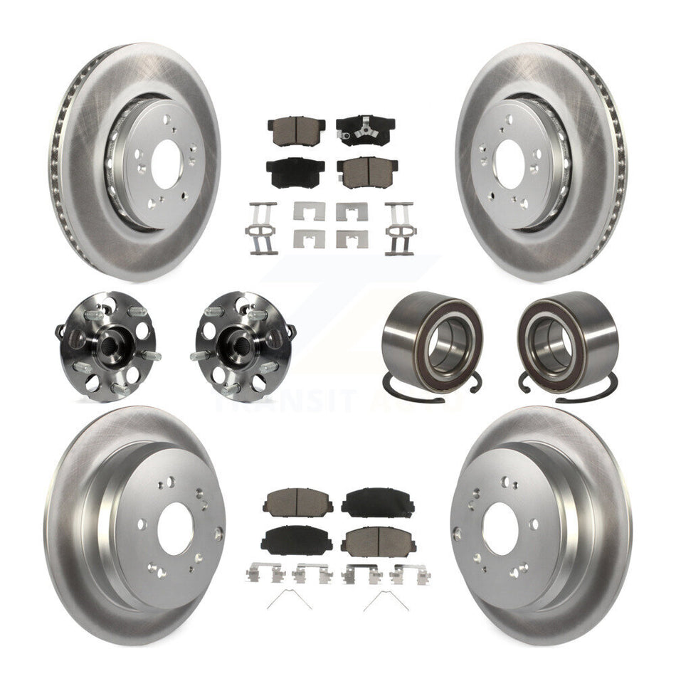 Front Rear Hub Bearing Coated Disc Brake Rotor Pad Kit (10Pc) For 2013-2016 Acura RDX AWD KBB-128177