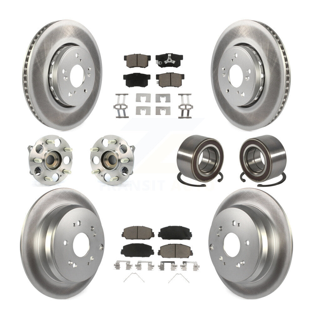 Front Rear Hub Bearing Coated Disc Brake Rotor Pad Kit (10Pc) For 2017-2018 Acura RDX AWD KBB-128179