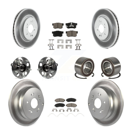 Front Rear Hub Bearing Coated Brake Rotor And Pad Kit (10Pc) For 2012-2016 Honda CR-V AWD KBB-128181