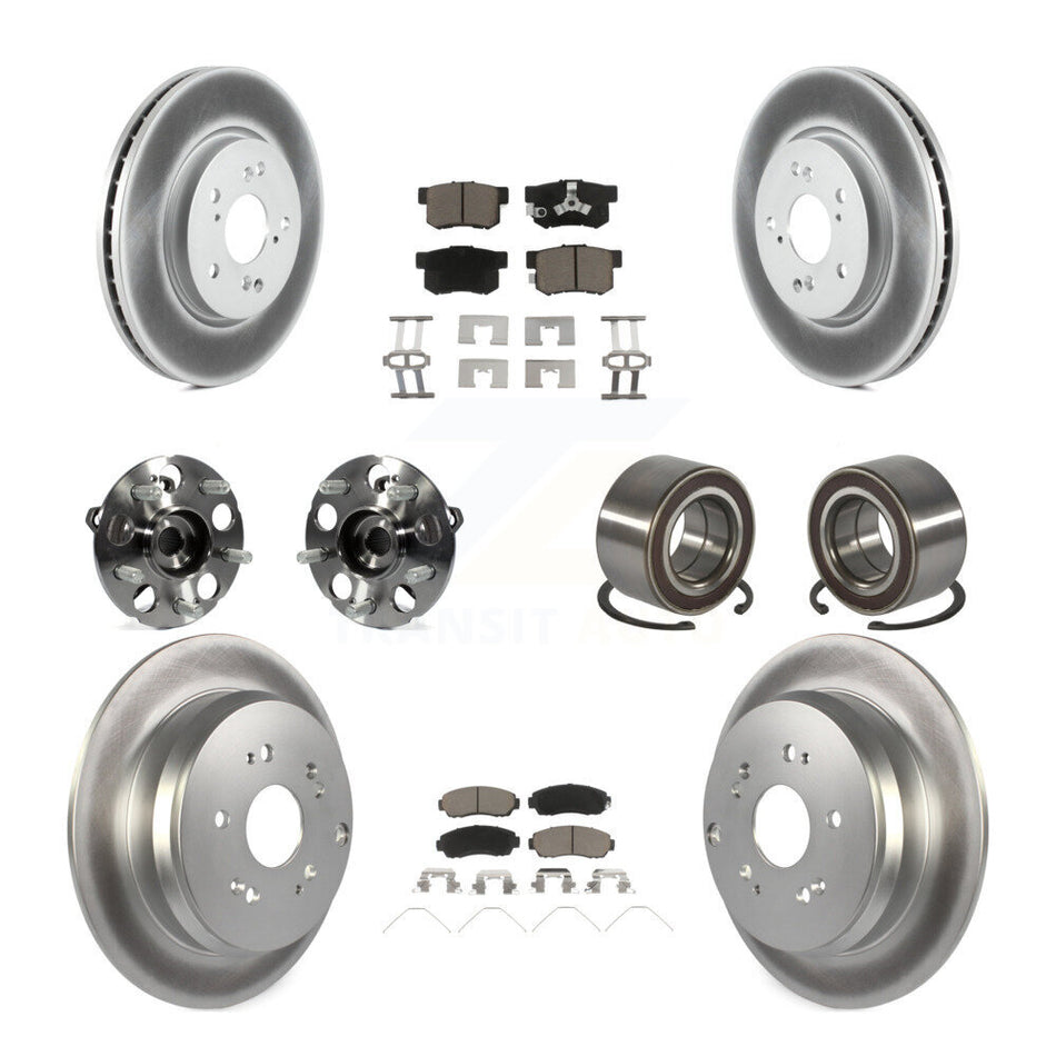 Front Rear Hub Bearing Coated Brake Rotor And Pad Kit (10Pc) For 2012-2016 Honda CR-V AWD KBB-128181