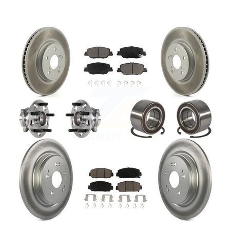 Front Rear Hub Bearing Coated Disc Brake Rotor And Ceramic Pads Kit (10Pc) For Honda CR-V KBB-128183