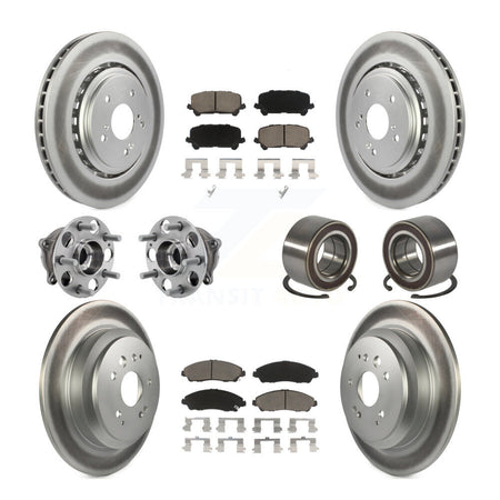 Front Rear Hub Bearing Coated Disc Brake Rotor Pad Kit (10Pc) For 2014-2016 Acura MDX AWD KBB-128185