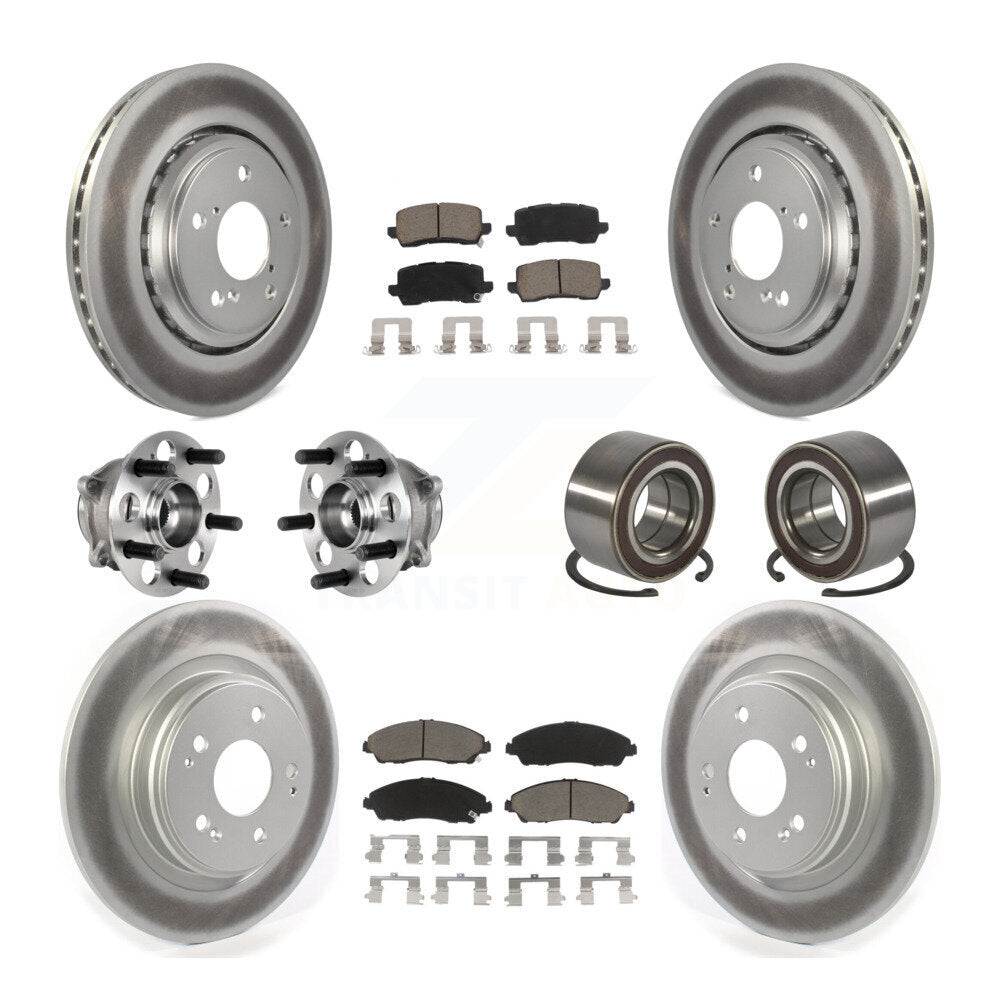 Front Rear Hub Bearing Coated Disc Brake Rotors And Ceramic Pads Kit (10Pc) For Acura MDX KBB-128186