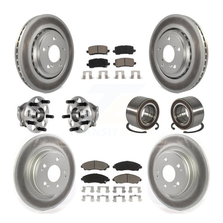 Front Rear Hub Bearing Coated Disc Brake Rotors And Ceramic Pads Kit (10Pc) For Acura MDX KBB-128186