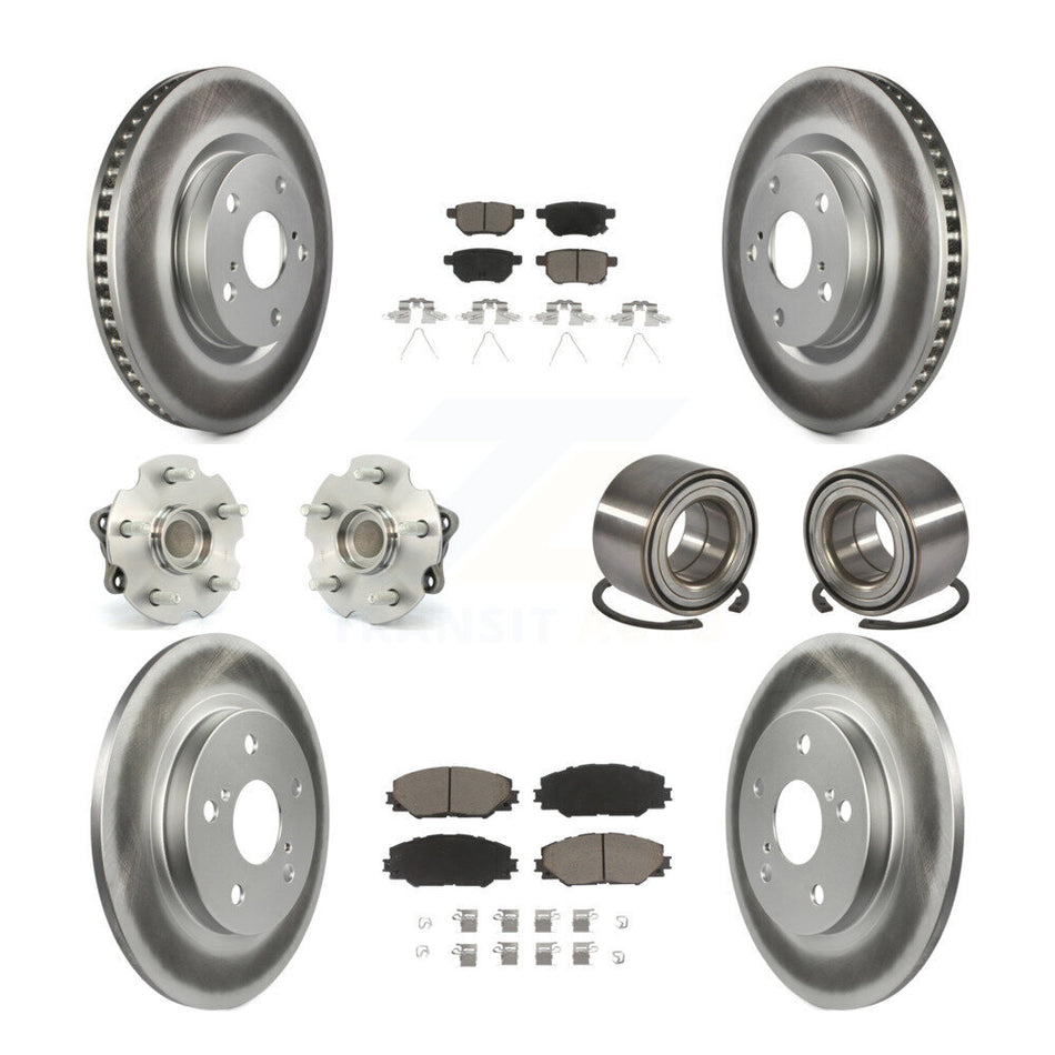 Front Rear Hub Bearing Coated Brake Rotor Pads Kit (10Pc) For 2017-2018 Toyota Corolla iM KBB-128187