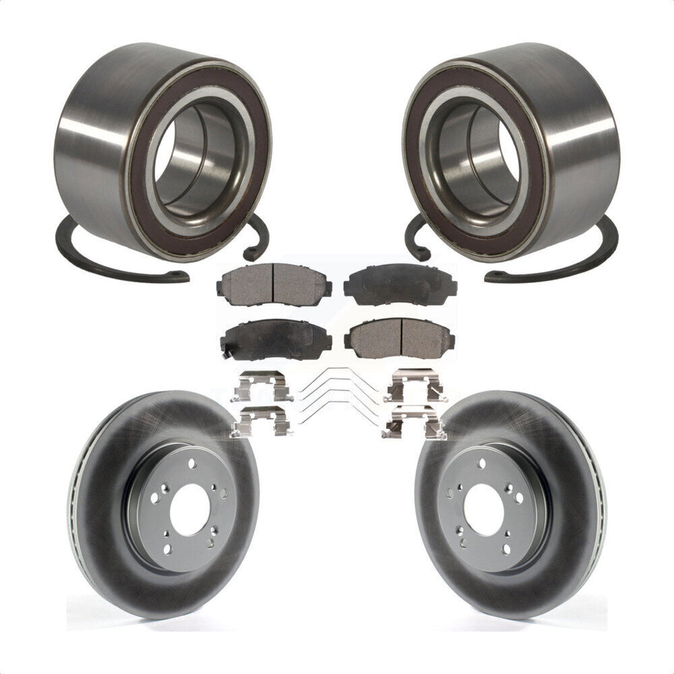 Front Wheel Bearing Coated Disc Brake Rotors And Semi-Metallic Pads Kit For Honda CR-V KBB-128192
