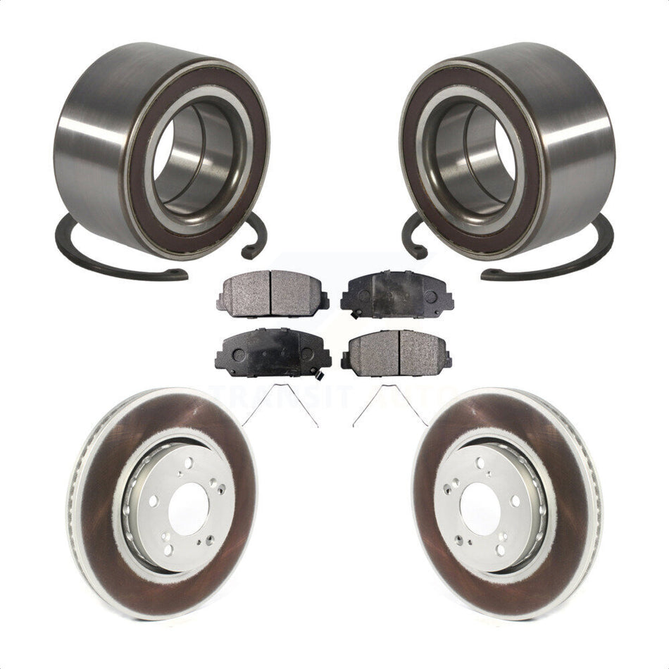Front Wheel Bearing Coated Disc Brake Rotors And Semi-Metallic Pads Kit For Acura RLX KBB-128195