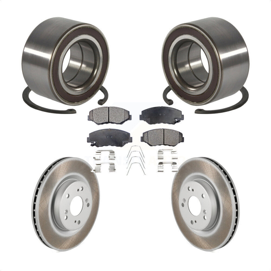 Front Wheel Bearing Coated Disc Brake Rotors And Pads Kit For 2012-2016 Honda CR-V FWD KBB-128196
