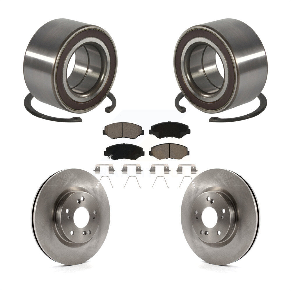 Front Wheel Bearing Disc Brake Rotors And Ceramic Pads Kit For 2012-2016 Honda CR-V FWD KBB-128205