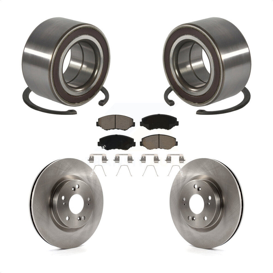 Front Wheel Bearing Disc Brake Rotors And Ceramic Pads Kit For 2012-2016 Honda CR-V FWD KBB-128205
