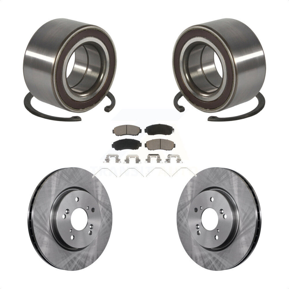 Front Wheel Bearing Disc Brake Rotors And Ceramic Pads Kit For 2012-2016 Honda CR-V AWD KBB-128206