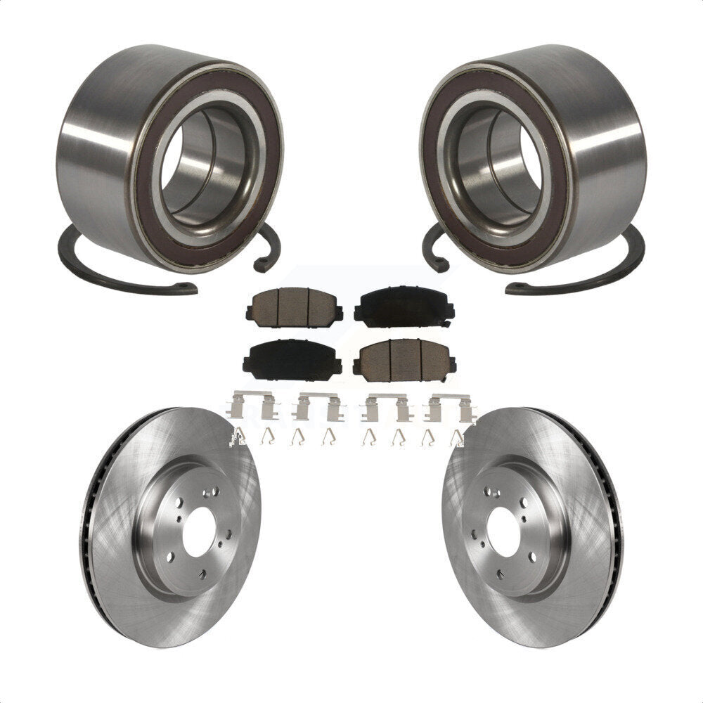 Front Wheel Bearing Disc Brake Rotors And Ceramic Pads Kit For Honda CR-V KBB-128209