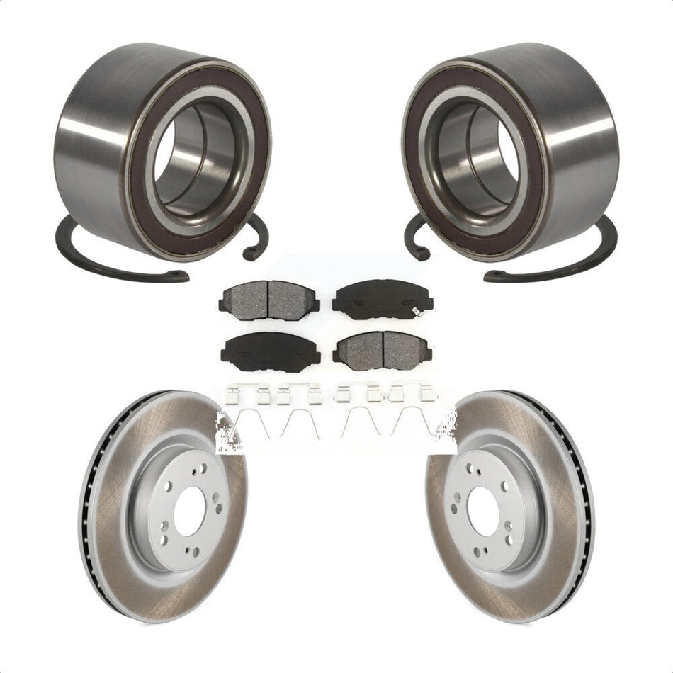 Front Wheel Bearing Coated Disc Brake Rotors And Pads Kit For 2012-2016 Honda CR-V FWD KBB-128220