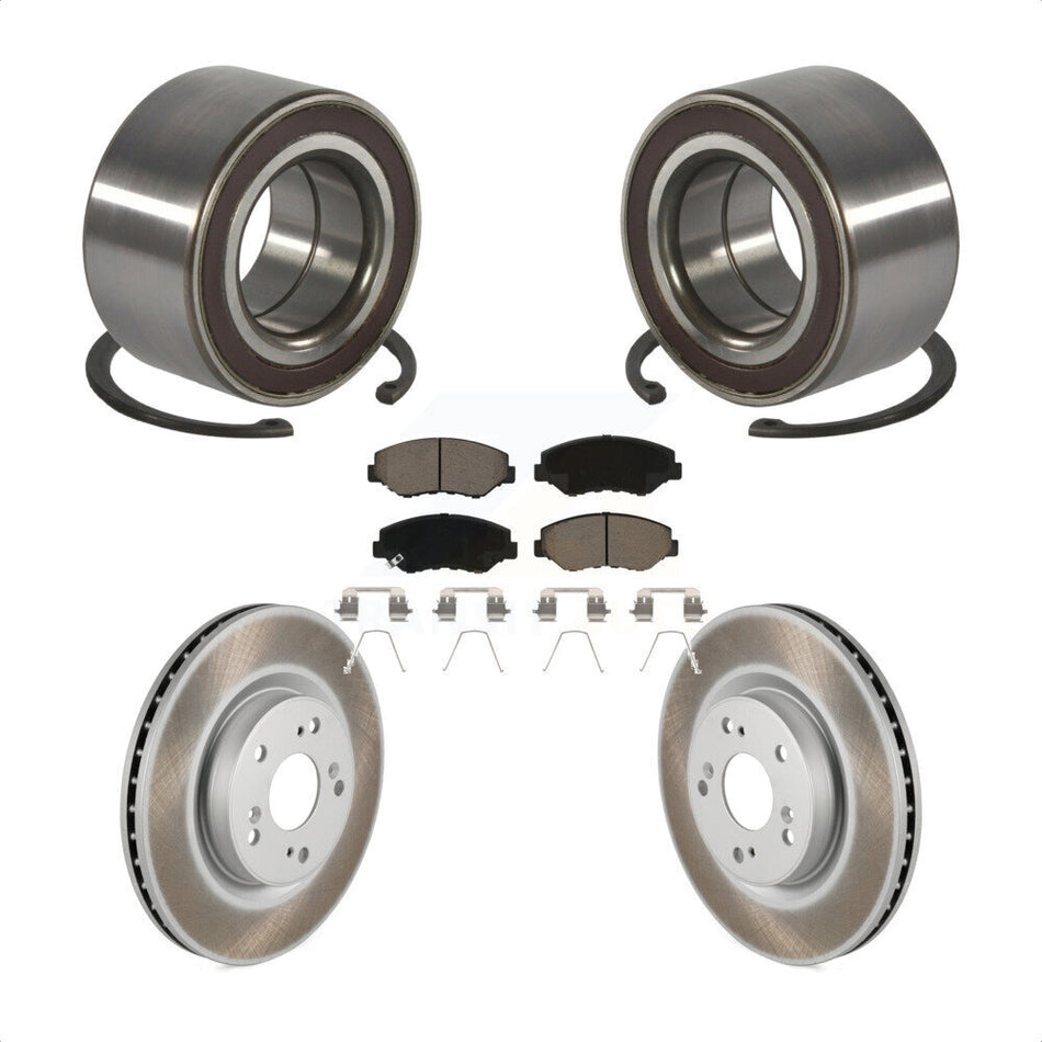 Front Wheel Bearing Coated Disc Brake Rotors And Pads Kit For 2012-2016 Honda CR-V FWD KBB-128225