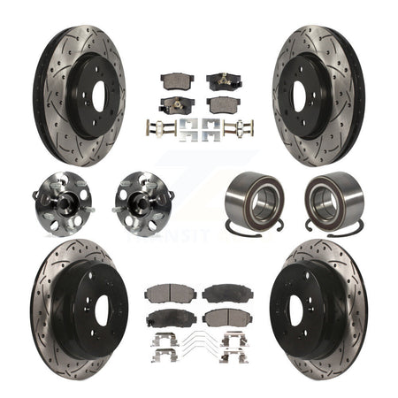 Front Rear Hub Bearing Coated Brake Rotor And Pad Kit (10Pc) For 2012-2016 Honda CR-V AWD KBB-128234
