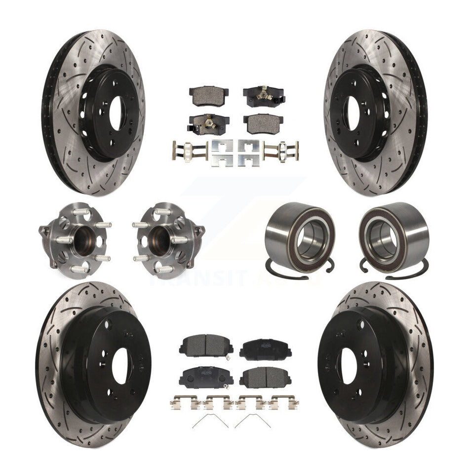 Front Rear Hub Bearing Coated Disc Brake Rotor Pad Kit (10Pc) For 2013-2018 Acura RDX FWD KBB-128236