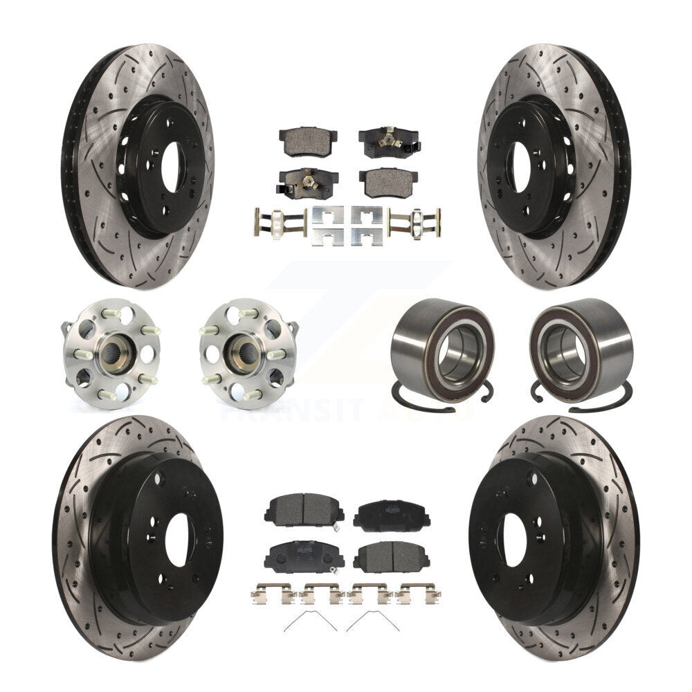 Front Rear Hub Bearing Coated Disc Brake Rotor Pad Kit (10Pc) For 2017-2018 Acura RDX AWD KBB-128238