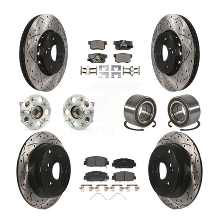 Front Rear Hub Bearing Coated Disc Brake Rotor Pad Kit (10Pc) For 2017-2018 Acura RDX AWD KBB-128238