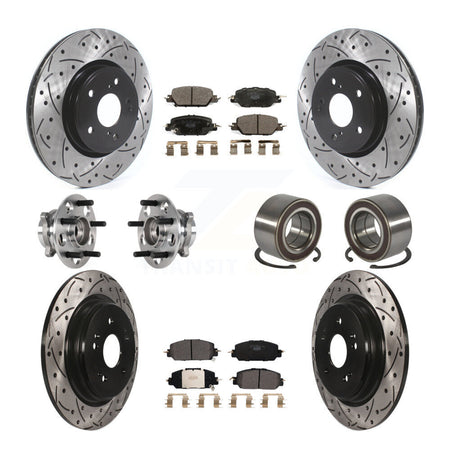 Front Rear Hub Bearing Coated Disc Brake Rotor And Ceramic Pads Kit (10Pc) For Honda CR-V KBB-128240