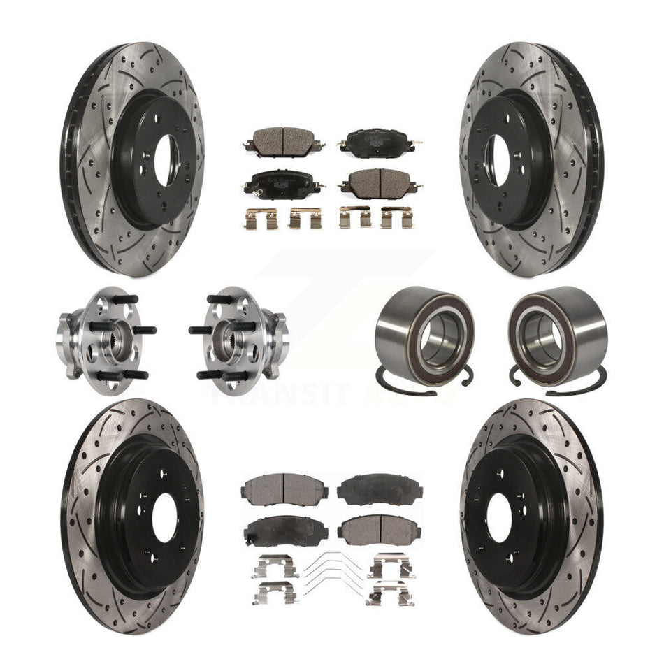 Front Rear Hub Bearing Coated Disc Brake Rotor And Ceramic Pads Kit (10Pc) For Honda CR-V KBB-128242