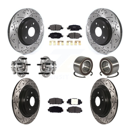 Front Rear Hub Bearing Assembly Coated Disc Brake Rotor And Pad Kit (10Pc) For Honda CR-V KBB-128245