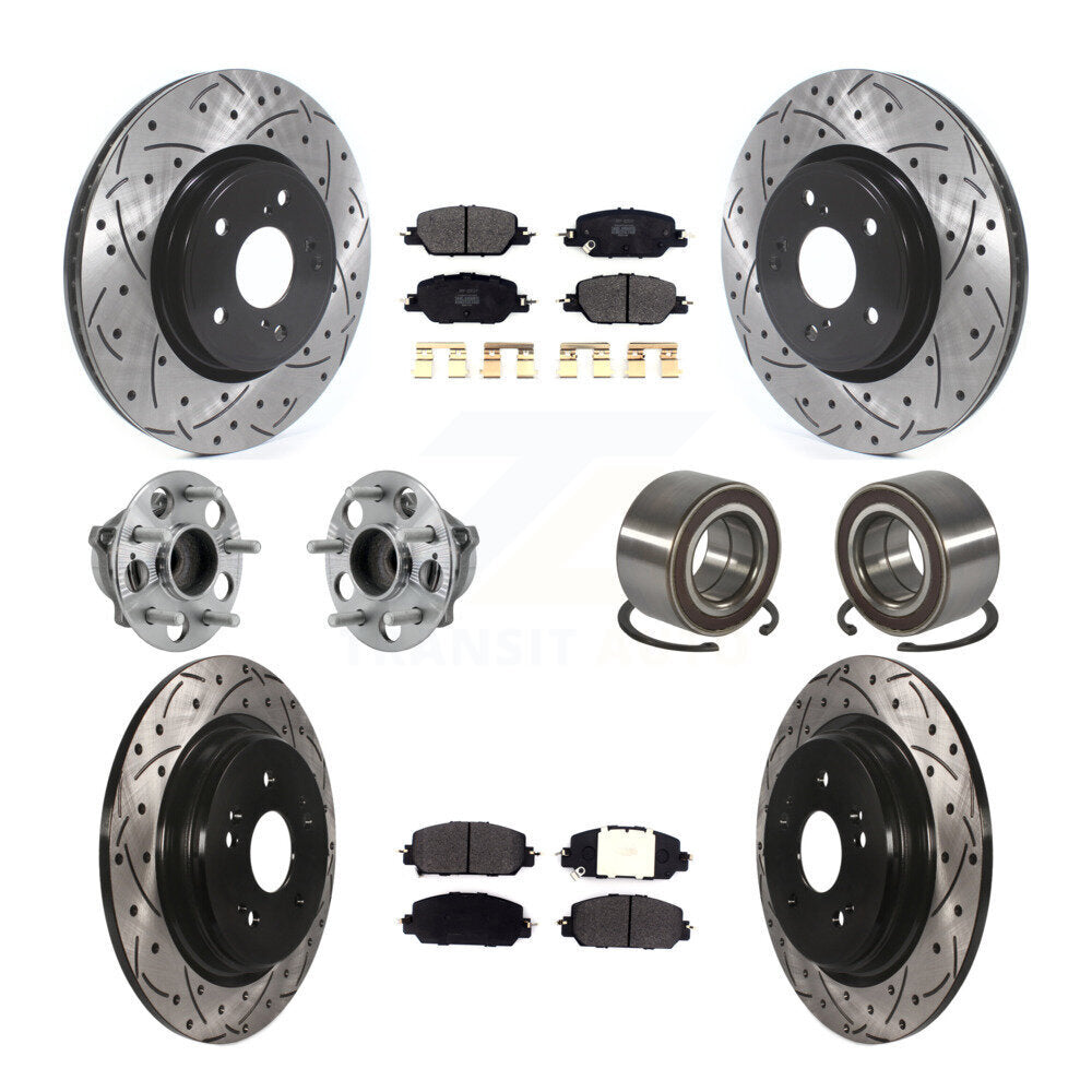 Front Rear Hub Bearing Assembly Coated Disc Brake Rotor And Pad Kit (10Pc) For Honda CR-V KBB-128246
