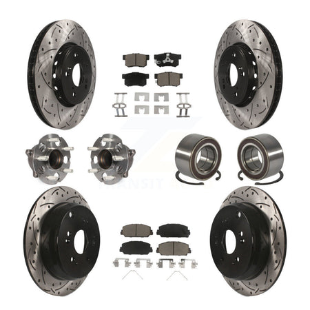 Front Rear Hub Bearing Coated Disc Brake Rotor Pad Kit (10Pc) For 2013-2018 Acura RDX FWD KBB-128253